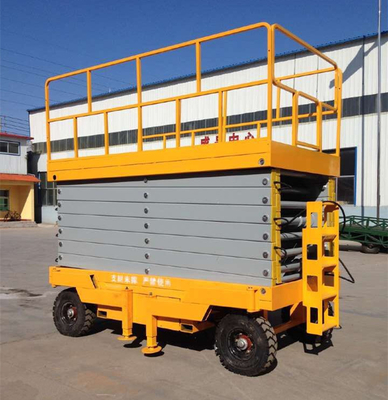 Rough Terrain Mobile Steel Painted Electric Scissor Lift With Aerial Work Platform